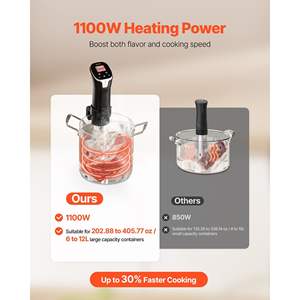 Cottura Sous Vide di Precisione 1100W, Circolatore a Immersione a Riscaldamento Rapido e Temperatura Precisa, 10 Ricette Preimpostate, Cottura Lenta Sous Vide - Product Image 5