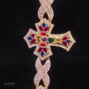 Bracelets Dvars Diamond Infinity Link, chaîne à maillons croisés multicolores en moissanite, argent 925 pour homme, luxe, hip hop - Product Image 2