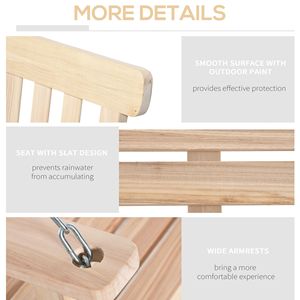 Fauteuil suspendu de jardin pour 2 personnes, balançoire de patio extérieure avec structure à lattes et chaînes, capacité de 440 lb, couleur naturelle - Product Image 6