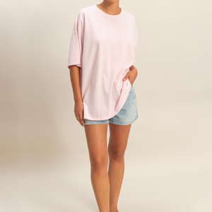 Wholesale Vintage Washed Oversized Tee Streetwear Custom Brand Casual Print Pink Color High Quality Acid Washed Women T shirts - Product Image 4