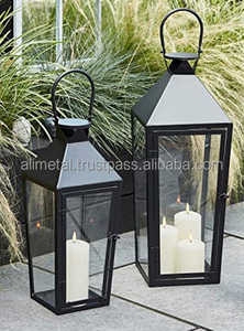 Set of Three <b>Black</b> Metal <b>Lanterns</b> for Indoor and <b>Outdoor</b> Parties Decoration Customizable Home Decoration - Product Image 4