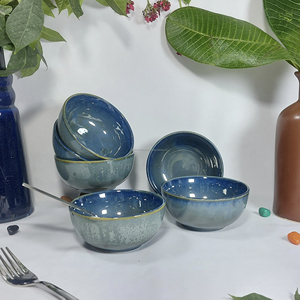 ชุดชามหินเคลือบเงาดินชามเซรามิกทำมือ6ชิ้นสำหรับสลัดขนมขบเคี้ยวหรือด้านข้างซุปที่ปลอดภัยหรือเสิร์ฟของหวาน - Product Image 6