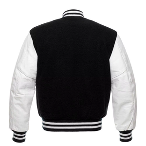 Wholesale Custom Men's PU Leather Letterman Varsity Jacket Motorcycle Riding Zippered Closure Jacket Red Jacket Leather - Product Image 2