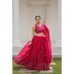 ATTRACTIVE GEORGETTE EMBROIDERY WORK LEHENGA CHOLI WITH DUPATTA - Product Image 1