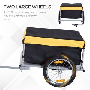 Remolque de Carga para Bicicleta de Dos Ruedas Amarillo con Cubierta Extraíble, Práctico Carro de Equipaje para Bicicleta - Product Image 4