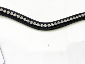 Diadema de Cuero Negro con Cristales de Lujo para Caballo |   Diadema Ecuestre Hecha a Mano |   Adornos de Pedrería Premium para Exhibición - Product Image 2