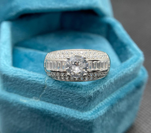 Handmade Men's Engagement and Anniversary Wedding <b>Ring</b> 925 Sterling Silver Rhodium Plated Baguette Accent Cluster <b>Ring</b> Gifts - Product Image 3