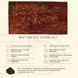 Rust <b>Red</b> <b>Wool</b> Hand Tufted Non-Slip Eco-Friendly Modern Abstract Botanical Branch Silhouette Thick Pile Rug for Living Room Hotel - Product Image 6