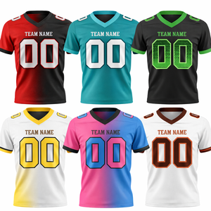 Uniforme Deportivo de Fútbol Americano Personalizado, 100% Poliéster, Transpirable, con Estampado por Transferencia de Calor, Antibacterial, Cuello en V, Manga Corta - Product Image 6