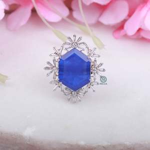 Tiza Sapphire Blue Resizable Casual Gemstone Band Ring - Product Image 1