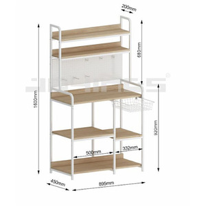 Multifunctional Kitchen Storage <b>Rack</b> With 5 Tiers Wood Shelves Wooden Kitchen Storage Cabinet - Product Image 4