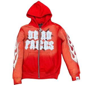 Sudaderas con Capucha para Hombre, Estilo Urbano, Transpirables, de Felpa Francesa, con Efecto Desgastado por el Sol, Cierre de Cremallera, Lavadas, con Parches Bordados Personalizados - Product Image 5