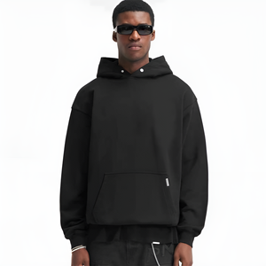 Sudadera con capucha negra personalizada de fábrica con estampado completo para hombre, 100% algodón, felpa francesa, sudadera deportiva con estampado completo. - Product Image 2