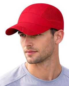 Men Red <b>Mesh</b> Panel Sports Cap Breathable Lightweight Adjustable Summer Running Training Outdoor Baseball Hat For Men Use - Product Image 1