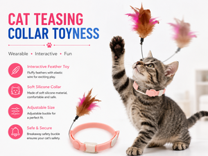 Cat Teasing <b>Collar</b> Toy OEM ODM Custom Logo Interactive Silicone Feather Cat <b>Collar</b> Direct Manufacturer - Product Image 1