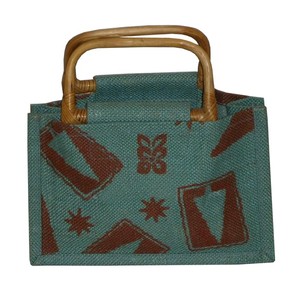 Mango de caña en forma de D de madera laminada de PP, un color impreso en ambos lados, bolsa de compras pequeña de yute - Product Image 1