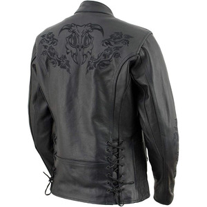 Chaqueta de Motociclista Clásica de Cuero y Textil para Mujer SAMROZ SPORTS - Uso Durante Todo el Año - Product Image 3