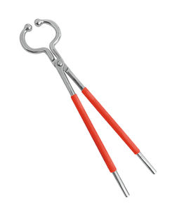 Sujetador de toros de acero inoxidable con mango largo y empuñaduras de PVC, reutilizable, acabado satinado, longitud total de 19 pulgadas, herramienta para manejo de ganado - Product Image 1