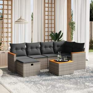 Conjunto de Sofá de Jardín Gris, Muebles de Ratán para Exteriores, 4 Plazas con Almacenamiento, Diseño Contemporáneo - Product Image 3