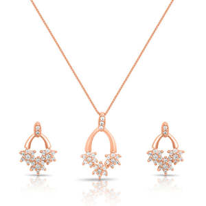 Rose Gold Plated 925 Sterling Silver Floral Pendant Necklace <b>Set</b> for Women <b>Valentines</b> Day Christmas <b>Gift</b> Handmade - Product Image 1