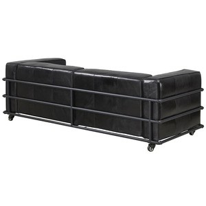 Juego de Sofás Convertibles de Cuero Genuino de Estilo Vintage Minimalista Italiano, Relleno de Espuma, Diseño Industrial Moderno con Ruedas - Product Image 3