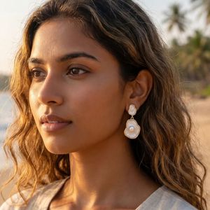 JeweleMarket Fashion Ensemble de boucles d'oreilles pendantes en alliage de zinc plaqué or anti-ternissement, imitation perle goutte d'eau, pour femmes et jeunes filles, style occidental - Product Image 2