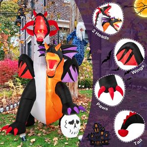 Drago Gonfiabile a Due Teste di 2,4 Metri con Luci, Decorazione per Esterni e Giardino per le Festività - Product Image 5