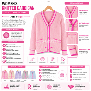 Cardigan tricoté respirant à manches longues Cosh International Sisterhood pour l'hiver – Pull sans couture pour sororité - Product Image 6