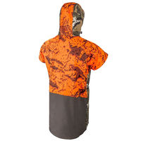 Veste de chasse unisexe à capuche en polyester/coton imperméable, antistatique, douce, silencieuse, à motif floral, orange vif