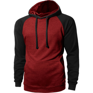Nueva Sudadera con Capucha para Hombre, Negra y Roja, con Mangas Raglán, de Felpa, Informal, de Color Sólido, con Bolsillo, Corte Regular, para Otoño - Product Image 6