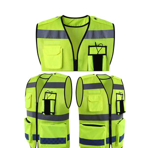 เสื้อกั๊กสะท้อนแสงแบบ Hi-Vis พร้อมกระเป๋า สีเหลือง สำหรับงานก่อสร้าง เสื้อกั๊กนิรภัยสะท้อนแสงสำหรับงานฉุกเฉินริมถนน - Product Image 5