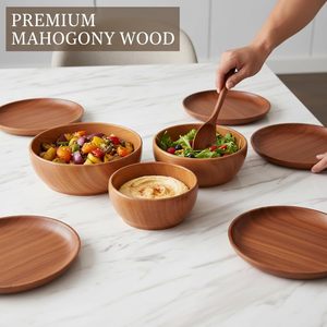 Bol en bois classique pour la maison, la cuisine et la restauration, idéal pour servir des salades, des collations, des fruits et des aliments secs, avec une finition lisse - Product Image 6