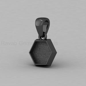 High Quality <b>Solid</b> 925 <b>Silver</b> 14K Gold Plated 10mm Hexagon Blank Bezel Cup Charm Pendant Cabochon Setting DIY Jewelry Finding - Product Image 5