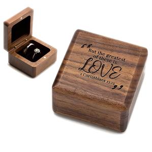 Estuche Redondo Minimalista de Madera Maciza para Anillos |   Elegante Exhibidor de Anillo Individual para Boda, Caja de Regalo de Madera de Nogal, Caja de Almacenamiento de Madera - Product Image 2