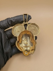 Colgante de calavera de Mickey Mouse, completamente cubierto de moissanita, plata 925, oro 18K, estilo hip hop, diseño de dibujos animados para hombre - Product Image 6