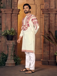 Multi Thread Work Traditional <b>Silk</b> Straight <b>Kurta</b> for Party Diwali Wedding - Product Image 2