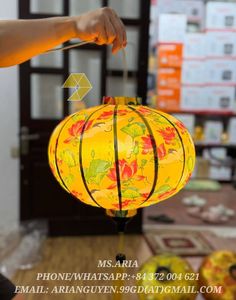 <b>Bamboo</b> <b>Lantern</b> Hoi An Silk <b>Lantern</b> 100% Natural Fabric Pure Clean Safe Eco-Friendly Foldable Oriental Home Decoration - Product Image 4