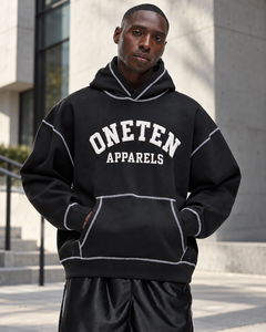 ONETEN APPAREL Pull à capuche unisexe noir à manches trois quarts respirant et léger avec col polo, chemise de golf décontractée - Product Image 5