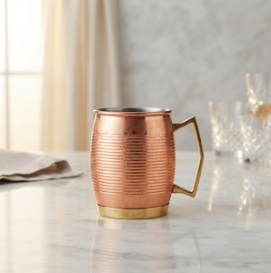 Tazas de Cobre Puro Metálicas con Diseño Acanalado y Acabado Brillante para Beber Agua - Product Image 1