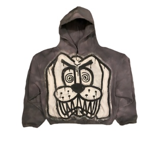 Sweat à capuche blanc avec motif graphique artistique, imprimé visage abstrait, coupe oversize, streetwear moderne, design créatif, coton premium, coupe tendance. - Product Image 4