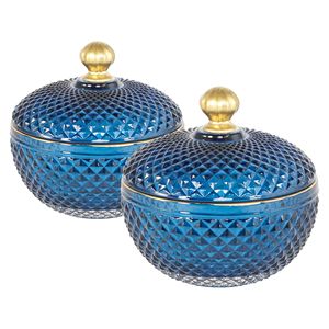 Set di 2 Barattoli in Vetro Blu con Coperchio, Eleganti Contenitori per Dolci e Decorazioni Natalizie - Product Image 2