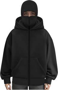 Unisex Hoodies Balaclava Double Hooded Zip <b>Jacket</b> Wind resistant Full Zip Athletic <b>Workout</b> Sweatshirt - Product Image 2