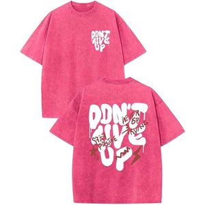 Men's Oversized Cotton T-Shirt Short Sleeve Casual Letter Print O-Neck Breathable Jersey Tee with Front <b>Logo</b> Design - Product Image 2