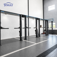 Direct usine JINGLI 4T Ensemble complet d'équipements de réparation automobile : Pont élévateur à deux colonnes à plancher libre et Machine de test de vibration de simulation routière
