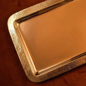 Plateau de service rectangulaire de luxe avec bord martelé en acier inoxydable, plat décoratif pour hôtel, buffet, mariage, fête, cadeau - Product Image 6