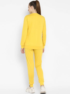 Women's Yellow Tracksuit Set Full Sleeve Crew Neck <b>Sweatshirt</b> <b>Long</b> Pants Solid Color Elastic Waist Side Pockets Spring Wear - Product Image 2
