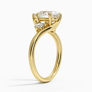 Anillo de Compromiso y Boda Clásico con Tres Piedras de Diamante Cultivado en Laboratorio con Corte Pera, Certificado por IGI, Banda Trenzada, Oro de 10K, 14K, 18K, Rodio, Plata 925, 935 - Product Image 3