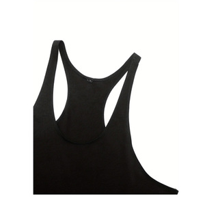 <b>Men's</b> <b>Black</b> Compression Fitness Gym Tank Top Printed O-Neck Sporty Style Breathable Polyester Sleeveless <b>Vest</b> Front Logo - Product Image 6