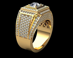 <b>Iced</b> Out Moissanite Diamond <b>Ring</b> Sterling Silver Gold Plated Classic Round Brilliant Cut Prong Setting Everyday Wear Jewelry - Product Image 2