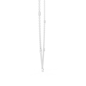 Collar Minimalista de Oro Blanco de 10K con Diamantes Cultivados en Laboratorio en Forma de Baguette y Pera - Product Image 3